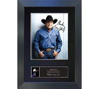 #787 GEORGE STRAIT Signed Autograph Mounted Photo Reproduction PRINT A4 Rare Perfect Birthday Christmas Present (297 x 210mm) (Gold Frame)