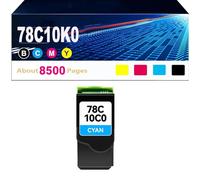78C10 CS421 CX522 Toner Cartridge (with Standard Chip) Replacement for Lexmark 78C10K0 78C10C0 78C10M0 78C10Y0 for CS421 CX622 CS521 CX421 CX521 CS522 Printer ,C-8500pages