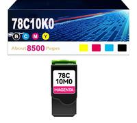 78C10 CS421 CX522 Toner Cartridge (with Standard Chip) Replacement for Lexmark 78C10K0 78C10C0 78C10M0 78C10Y0 for CS421 CX622 CS521 CX421 CX521 CS522 Printer ,M-8500pages