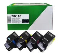 78C10 CS421 Toner Cartridge Replaement for Lex mark 78C10K0 78C10C0 78C10M0 78C10Y0 for CS421 CX421 CS421dn CX421adn CS521 CS521dn CS522 CS522de CX521 CX522 CX622 CX622ade CX625 Printer(4-Pack)