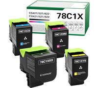 78C1X High Yield Toner Cartridge Compatible for Lexmark CS421 CS521 CS622 CX522 CX421 CX622 CX625 Printer with 78C1XK0 78C1XC0 78C1XM0 78C1XY0（4 Pack）