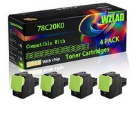 78C20K0 Compatible for Lexmark Toner Cartridges with Chip CS421adn CS421dn CX421adn CX625ade CS521dn CS622de CX522ade CX622ade Printers (4 Pack Black)