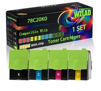78C20K0 Compatible for Lexmark Toner Cartridges with Chip CS421adn CS421dn CX421adn CX625ade CS521dn CS622de CX522ade CX622ade Printers (4-Pack BK/C/M/Y)