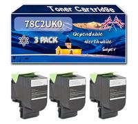 78C2UK0 Toner Cartridge Compatible for Lexmark CS521dn CS622de CX620Series CX622ade Printers, High-Definition Printing Effect with Chip, 10500 Pages (3 Pack Black)