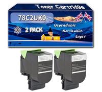 78C2UK0 Toner Cartridge Compatible for Lexmark CS521dn CS622de CX620Series CX622ade Printers, High-Definition Printing Effect with Chip, 10500 Pages (2 Pack Black)