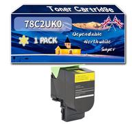 78C2UK0 Toner Cartridge Compatible for Lexmark CS521dn CS622de CX620Series CX622ade Printers, High-Definition Printing Effect with Chip, 10500 Pages (1 Pack Yellow)