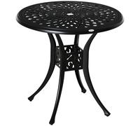 78cm Round Garden Dining Table Bistro Set with Parasol Hole Antique Cast Aluminium Outdoor Table Only