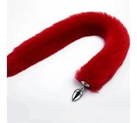78Cm Super Long Fox Tail Anal Plug Faux Fur Tail Metal Butt Plug Cosplay Role Adult Novelty Anal Beads Sex Toys for Women Man Red S