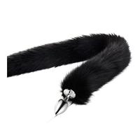 78Cm Super Long Fox Tail Anal Plug Faux Fur Tail Metal Butt Plug Cosplay Role Adult Novelty Anal Beads Sex Toys for Women Man Black S