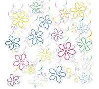 78Pcs Bikini Flower Bubble Hanging Swirls Under The Sea Birthday Hanging Streamers Yellow Cartoon Party Decorations Ocean Themed Party Swirls for Birthday Baby Shower Wedding Ceiling Decorations