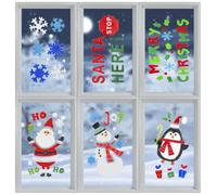78PCS Christmas Window Gel Stickers, 6 Sheets Xmas Window Decorations, Reusable, Non-Toxic, Double-Sided Gel Clings for Home, Glass Doors, Mirrors, Cafe Displays, Multicolor