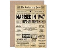 78th Anniversary Card for Women Men - Vintage Newspaper Married in 1947 - Happy 78 Year Wedding Anniversary Card for Wife Partner Husband Companion, 5x7 Inch Anniversaries Greeting Cards
