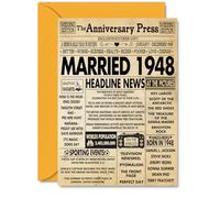 78th Anniversary Cards for Men Women - Married 1948 Newspaper - 78 Wedding Anniversary Card for Husband Wife Grandma Grandad Nan Vintage Retro 1948, A5 Greeting Cards
