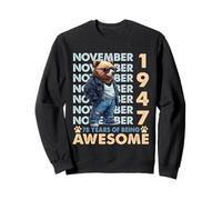 78th Birthday Bear Legends November 1947 78 Years Old Mens Sweatshirt