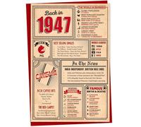 78th Birthday Card - Back in 1947 In This Year Card, Greeting Card for Men and Women, Birthday Cards for Women, Birthday Cards for Men, 78th Anniversary Card, 5x7