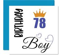 78th Birthday Card for Men - Birthday Boy - Cards for 78 Year Old Man Great Grandad Grandpa Step Dad Uncle, 145mm Bday Greeting Cards Gift