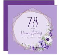 78th Birthday Card for Men women - Floral Beautiful Birthday Card for 78 Year old Woman Nan Grandma Mum Aunt Ladies Nan Friend Sister Seventy Eight, Seventy Eighth Nanny