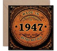 78th Birthday Card for Men Women - Retro Not Old - Happy 78 Birthday Cards for Grandad Uncle Brother Auntie Husband Grandma, 145mm Bday Greeting Cards