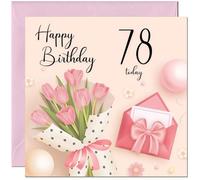 78th Birthday Card for Women - Ladies Pink floral Birthday Cards for year 78 old woman Seventy Eight, Seventy Eighth Daughter Friend Niece Granddaughter Wife Girlfriend Girls Mum Aunt for her