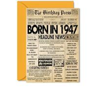 78th Birthday Card for Women Men - Bday Press Newspaper 1947 - Happy 78 Birthday Cards for Dad Brother Auntie Grandad Uncle Nanny, 5x7 Inch Bday Greeting Cards