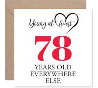 78th Birthday Cards for Women Men - Young at Heart - Happy Birthday Card for 78 Year Old Woman Man Nanny Uncle Wife Husband, 145mm Bday Greeting Cards