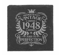 78th Birthday Gift for Men Vintage 1948 Aged to Perfection Engraved Slate Coaster Present for 78 Year Old Etched Natural Slate Placemat (Square Slate)