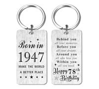 78th Birthday Gift for Women Men Male Female - 78 Year Yr Old Birthday Keyring for Him Her Woman Man 1947