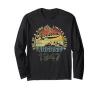 78th Birthday Gifts for Men August 1947 78 year Old Bday Long Sleeve T-Shirt