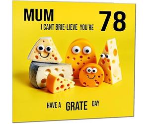 78th Mum funny Birthday Card for Mother - Cheese Pun Funny Mum's Birthday Card for 78 Year old Seventy Eight, Seventy Eighth