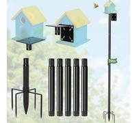 79-Inch Birdhouse Pole Stand, Heavy Duty Metal Bird House Mount with Ground Stake Base, Multi-Section Outdoor Pole for Birdhouses, Feeders & Garden Decor