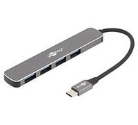 79157 Hub USB A Female x4, USB C Male USB 3.2 PnP, Flat Grey GOOBAY