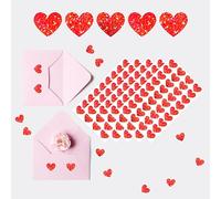 792 PCS Holographic Red Heart Stickers, Sparkly Metallic Self-Adhesive Waterproof Reflective Decorative Labels for Wedding, Valentine's Day Supplies (0.8", 22 Sheets)