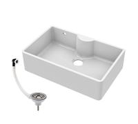 795mm - Single Bowl Fireclay Butler Kitchen Sink - Tap Ledge, Overflow & Waste