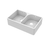 Double Bowl Full Weir Butler Sink with Overflow No Tap Hole 795mm Balterley White One Size