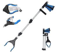 79cm/31" Litter Pickers Grabber Stick, Helping Hand Grabber for Adults, Disabled, and Elderly, Foldable Rotating 360 Degree Reaching Aids, Heavy Duty Pick Up Stick with Embedded Magnet, Blue