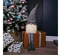 79cm Battery Operated Christmas Gonk with Dangly Legs Decoration in Dark Grey
