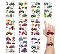 79pcs Farm Truck Temporary Tattoos, Green Red Fake Tattoo Stickers Tractor Decal Birthday Decor for Kids Farm Party Supplies Favor