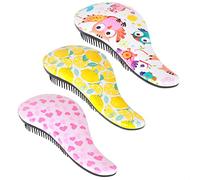 79STYLE 3pcs Detangler Brush For Kids Tangle Free Hair Brush. No Tangle Detangling Hair Brush Pain Free Hair Brush For Kids Toddlers Hair Brushes.Comb Set For Girls Boys Curly Hair (7.4 Inch -Lemon)