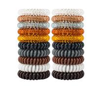 79STYLE 50pcs Spiral Hair Ties Coil Hair Ties Bulk Hair Coils Clear Brwon Ponytail Holder Neutral Traceless Coil Hair Scrunchies Plastic Phone Cord Hair Ties For Thin Curly Hair (Mini - 10 Colors)