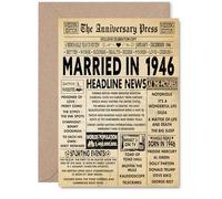 79th Anniversary Card for Men Women - Vintage Newspaper Married in 1946 - Happy 79 Year Wedding Anniversary Card for Wife Companion Husband Partner, A5 Anniversaries Greeting Cards