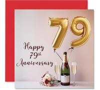 79th Anniversary Card for Women and Men, Balloons & Bottle of Bubbly