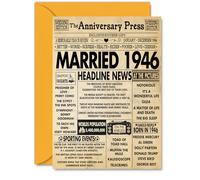 79th Anniversary Cards for Men Women - Married 1946 Newspaper - Happy 79 Wedding Anniversary Card for Husband Wife Grandma Grandad Nan Vintage Retro 1946, A5 Greeting Cards