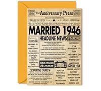 79th Anniversary Cards for Men Women - Married 1946 Newspaper - Happy 79 Wedding Anniversary Card for Husband Wife Grandma Grandad Nan Vintage Retro 1946, 5x7 Inch Greeting Cards