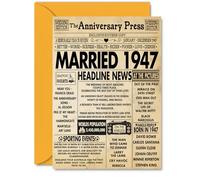 79th Anniversary Cards for Women and Men, Married 1947 Newspaper