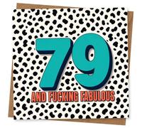 79th Birthday Card for Her or Him, Funny Fabulous Leopard Print Style Birthday Greeting Card