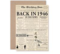 79th Birthday Card for Men Women - Newspaper Back in 1946 - Happy 79 Birthday Cards for Uncle Dad Cousin Wife Nanny Nan, A5 Bday Greeting Cards