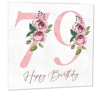 79th Birthday Card for Women - Floral 79th Birthday Cards for 79 year old woman Seventy Nine, Seventy Ninth Ladies Nan Grandma Mum Aunt Sister Mom Friend