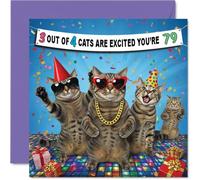 79th Birthday Cards for Men, 3 Out of 4 Cats