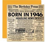 79th Birthday Cards for Men Women - Born In 1946 Newspaper - Happy 79 Birthday Card for Grandad Grandma Nan Vintage Retro Back In 1946, 145mm Bday Greeting Cards