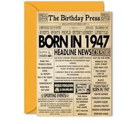 78th Birthday Cards for Women Men - Born In 1947 Newspaper - Happy 78 Birthday Card for Grandma Grandad Nan Vintage Retro Back In 1947, 5x7 Inch Bday Greeting Cards